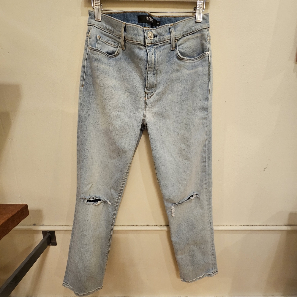 Hudson Jeans "Barbara" Crop Strait Leg Distressed